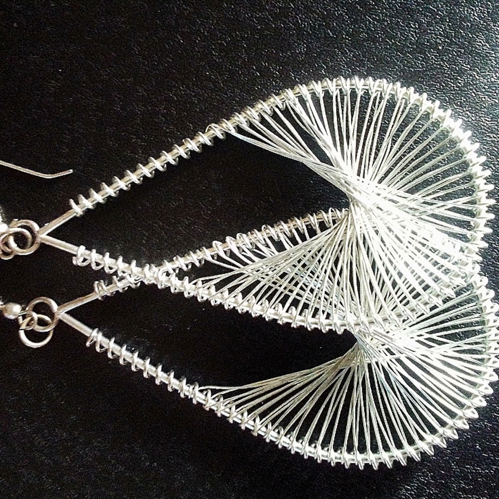 Vintage Silver Wirewrap Dangle Earrings NWOT
